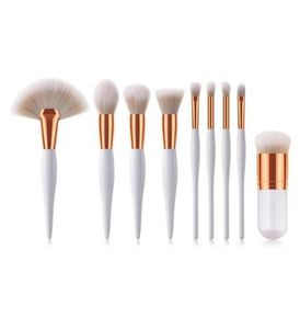 9 pièces Kit de pinceaux de maquillage femmes noir blanc manche en bois cheveux synthétiques Pro outil cosmétique maquillage brosse ensemble Female246y6964960