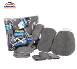 9-delige microvezel wasstraatreinigingsgereedschapset Handschoenen Handdoeken Applicatorpads Spons Car Care Kit Wielborstel Autoreinigingsset 2012147680329