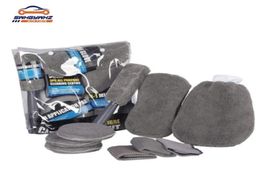 9-delige microvezel wasstraatreinigingsgereedschapset Handschoenen Handdoeken Applicatorpads Spons Car Care Kit Wielborstel Car Cleaning Kit 2012149496908