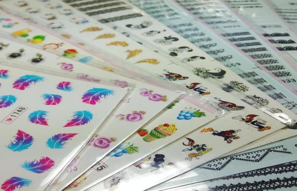 9pcs Nail Art Transfert Sticker Sticker Sticker 108 Style Flower Feather Black Lace Lace Kitty Cat Fruit Cartoon Decoration 6381707