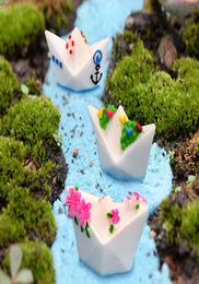 9pcs Paper Boat Miniature Figurines terrarium Bonsai Resin Craft Fairy Garden Gnome Micro Landscape Cake Decoracion Jardin3807058