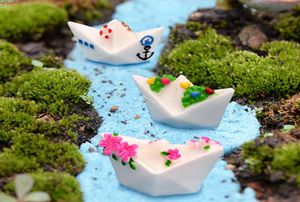 9 pièces bateau en papier figurines miniatures terrarium bonsaï résine artisanat fée jardin gnome Micro paysage gâteau décoration jardin9269083