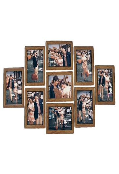 9 Uds marcos de fotos conjunto de marcos de pared Po 7 pulgadas marcos familiares creativos de la serie Po de boda para decoración de pared con cuadros 20182597356