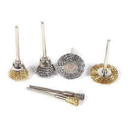 9pcs Brosse de nettoyage / polissage de rouille en forme de vaisselle professionnelle avec poils en métal Kits d'outils en forme de bol en forme de bol