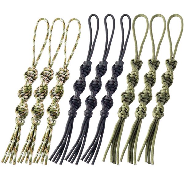 9 Uds QingGear hecho a mano Paracord cuchillo táctico cordón giro llavero linterna USB cremallera cordón Paracord Gear