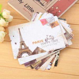 9 pièces/ensemble créatif rétro tour Eiffel carte postale mode Simple Style chinois modèle cartes de visite mignon dessin animé bonhomme de neige cartes