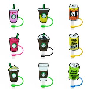 9 stks/set custom drink stro toppers cover mallen siliconen bedels voor tumbers Herbruikbare Splash Proof drinken stof plug decoratieve 8mm stro beker