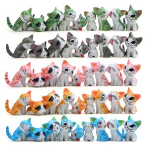 9 stks/set Leuke Japanse Kat Figuren Mini Kitten Huis Tuin Decor PVC Beeldje Miniatuur Speelgoed