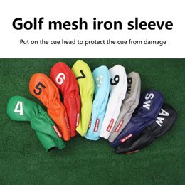 9pcs / set club de golf couvre la conception de maille épaisse en peluche épreuve de poussière empêcher les dommages étanches de golf durables en fer.