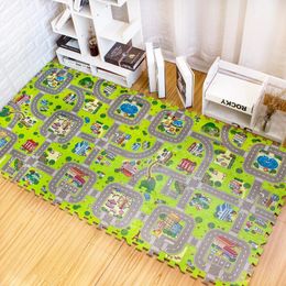 9 pièces/ensemble tapis de jeu pour enfants tapis de jeu vie en ville jouets éducatifs pour enfants système de circulation routière tapis de jeu pour bébé tapis de Puzzle en mousse EVA pour enfants 240314