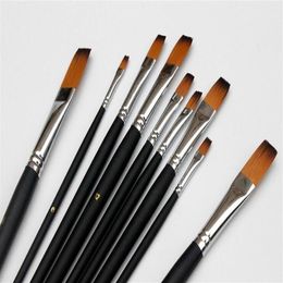 9pcs Set Nylon Huile Paint Brush Brosse peinture plate pour l'huile Brusque en acrylique Pincel Para Pintura Art Supplies High Quality 283d