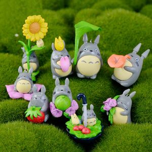 9 stks / set hars mijn buurman totoro tuin decoraties miniaturen tuin micro landscaping decoratie Japanse anime figures kinderen speelgoed cadeau