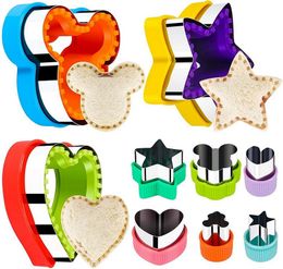 9-stcs/set sandwich Cutter en sealers set gebakgereedschap UNCRUSTEBARES Maker DIY Cookie Cutter voor kinderen Lunch Bento Box Vegetable Fruit Cutters Sets HH22-249