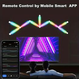 9 piezas, luz de pared LED RGBIC inteligente WIFI colores de 629,92 pulgadas con control remoto y control de aplicaciones Cambio de color regulable, decoración ambiental de pared sincronizada con música