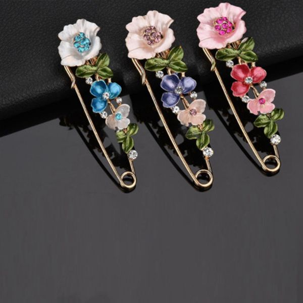 9 Uds flor Vintage broche esmaltado elegante Pin joyería de diamantes de imitación mujeres cárdigan bufanda vestido accesorios de ropa