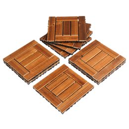 Tiles de pont entre verrouillage de bois 9pcs 11,8 "x11,8", carreaux de sol étanches pour le sol en bois intérieur et extérieur, en bois de terrasse pour balcon au bord de la piscine de la piscine