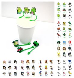 9PCSSet Anime Cartoon Silicone Tumbler Strawtoppers Designer Cover Molds Charms Herkbruikbare Splash Proof Drinking Dust Plug dec9589670