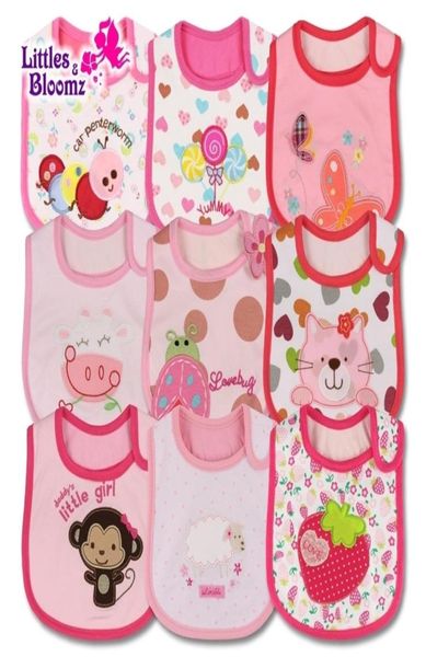 9pcsset Baby Girl Boy Feeding Babs Delantal impermeable Toalla de dibujos animados para niños Baberos Bandanas Burp Cloths 2205114102743