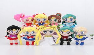 9pcSset Sailor Moon Queen Serenity Chinbi Vénus Jupiter Mercury Uranus Pluto Mars Plush Toy Y2007035030100