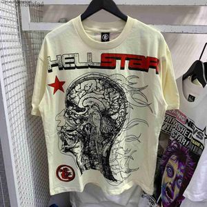 9sse T-shirts pour hommes T-shirt Hellstar à la mode Hell Star Head Print Street Manches courtes H5n6 Q6NB