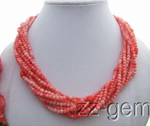 9 STDS Pink Coral Necklace