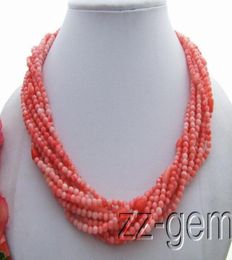 9Strds Pink Coral Necklace012345678910111213145610750