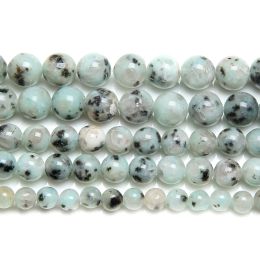 9 de agosto Sesame Sesame Stone Kiwi Jasper Beads redondeados 4 6 8 10 Tamaño de selección de 12 mm para joyas