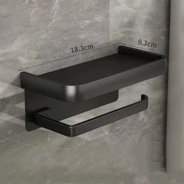 9 pooletet no perforado soporte de tejido montado en la pared papel de rollo de baño rack gris negro espacio de aluminio cajita de tejido para el hogar de aluminio