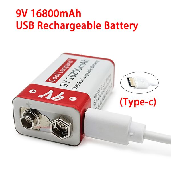 9V 6F22 16800MAH Batería recargable USB en miniatura, 9V se utiliza para el control remoto de la batería de micrófono KTV modelo de helicóptero.