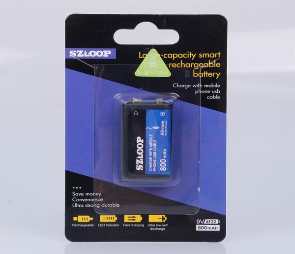 Batería Lipo recargable por USB de 9V y 800mAh para micrófono modelo de helicóptero RC Parta452317117