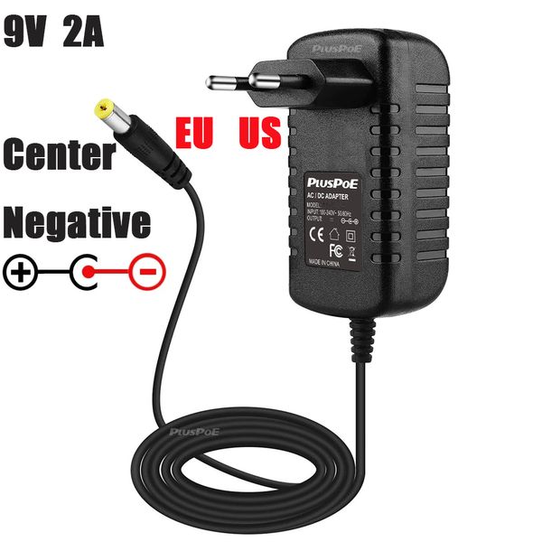 Adaptador de AC/DC de suministro de alimentación 9V1A 2A para Casio Piano Keyboard Efectos de la guitarra Pedal Boss Zoom Dunlop Ditto Electro Harmonix Charger