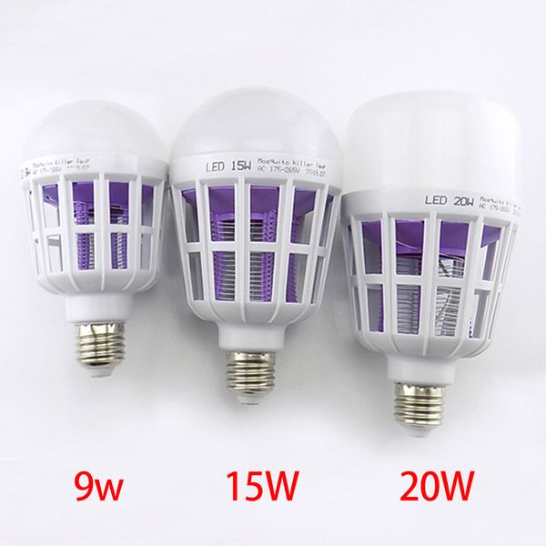 Bombillas LED para matar mosquitos de 9W, 15W, 20W, 2 en 1, bombillas LED E27 para interiores, hogar, antimosquitos, repelente de insectos, Zapper AC 175 ~ 220V