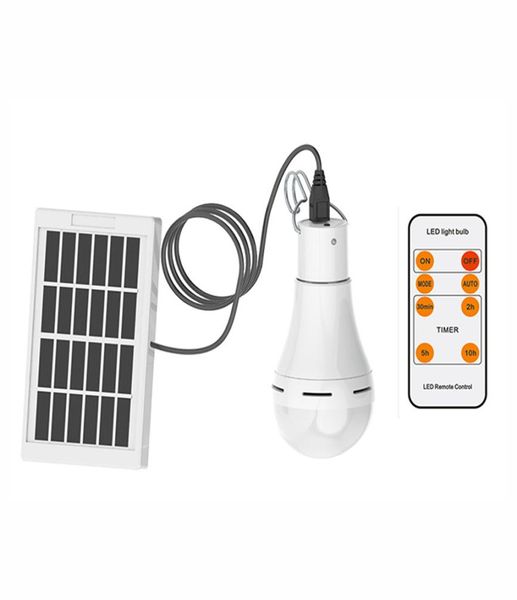 Lámpara solar de 9 W, bombillas LED alimentadas, control de iluminación remoto y automático, luces de emergencia recargables para exteriores para acampar por la noche Fi5819515