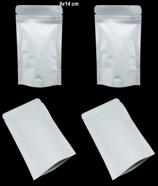 9x14cm Stand Up Papier Kraft Mylar Feuille Zipper Emballage Sacs Blanc Refermable Feuille D'aluminium Odeur Preuve Alimentaire Poche Feuille Doypack 428222193