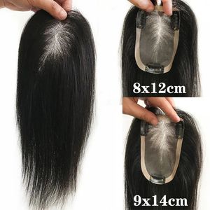Toupee de cheveux humain Virgin 9x14cm pour les femmes # 3 Net Straight Toppers 8x12cm Natural Black Color 812inch 240327
