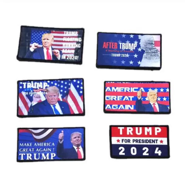 9x5 cm Donald Trump 2024 patchs de broderie Art artisanat Badge Patch emblème brassards tactiques vêtements accessoires en gros EE