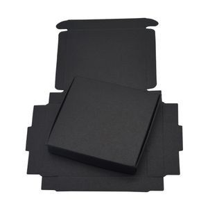9x8.6x1.6 cm boîtes-cadeaux en papier carton noir pour faveurs d'anniversaire de mariage boîte d'emballage artisanat de bonbons boîte d'emballage Kraft pliable 50 pcs/lot