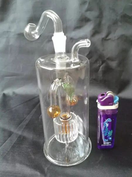 A 014 Altura Bongglass Klein Recycler Plataformas petrolíferas Tubería de agua Cabezal de ducha Perc Bong Tuberías de vidrio Cachimbas Hojas de hoja caduca ZZ