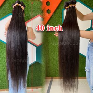 Trame de cheveux brésiliens glamour de qualité supérieure péruvienne indienne malaisienne cheveux virigin 8-40 pouces pas cher brésilien droite cheveux humains coudre dans le tissage