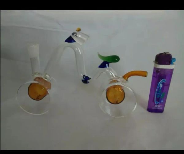 A 28 Altura Bongglass Klein Recycler Plataformas petroleras Tubería de agua Cabezal de ducha Perc Bong Tuberías de vidrio Cachimbas bicicleta ZZ