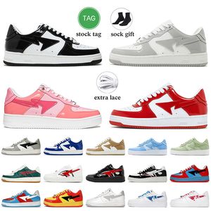 A Baignade Ape BapeSK8 Sta Designer Casual Chaussures Femmes Hommes Sk8 Star Cuir Verni Noir Camo Combo Rose JJJJound Blanc Gris Bas Top Panda Plateforme Baskets Baskets