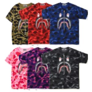 A Bathing Ape Shirt Été Camo Shark Hommes Femmes T-shirt Jeune Couple Col Rond Casual Lâche Manches Courtes