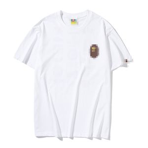 A Bathing Ape Shirt Summer Men's White Casual Back Cartoon Impreso cuello redondo Loose Fitting Black Bathing Ape T-shirt