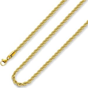 Een mooi, verspilde vergulde touwketens sieradencadeau met een roestvrijstalen ketting - 2 3 4 5 6 7 mm hoge kwaliteit gouden touwketen.
