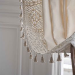 Rideau creux beige, éolien bohème polyester creux creux de la décoration rideau, chambre à coucher de chambre à coucher.