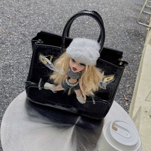 Un sac de luxe Birkns Kardashian Remake blague bates poupée marée glacier blanc gris gris barbie rose sac à main