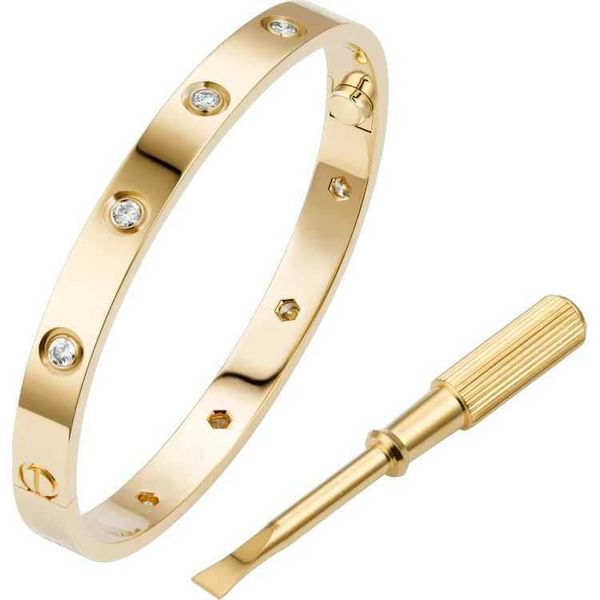 Un bracelet classique Cartres V Gold Card Home High Edition Full Sky Star Bracelet large et étroit en argent sterling S925 avec tournevis à pression