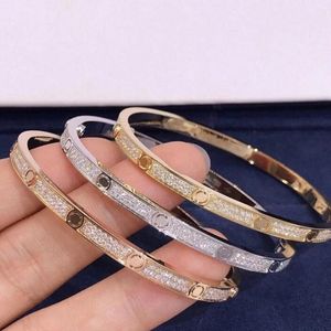 Een klassieke gouden diamanten armband vrouwelijk roestvrij staal ontwerper paar breedte 5 mm Valentijnsdag geschenk vriendin sieraden ornamenten groothandel