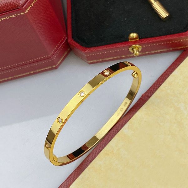 Un bracelet de créateur de luxe classique pour femmes, plaqué or 18 carats, incrusté de 10 bracelets de diamants avec tournevis, taille de 4 mm de large, 1619 bracelets pour femmes, bijoux XPN