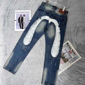 Fushen – jean à jambes étroites délavé pour homme, Collection d'automne 2023, nouvelle marque tendance, robuste